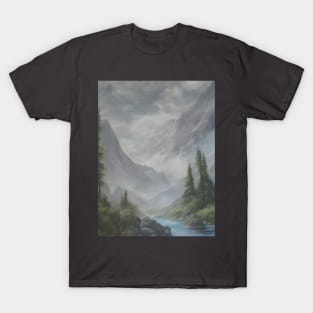 Mystical Reverie: Classical Interpretation of Misty Mountains T-Shirt